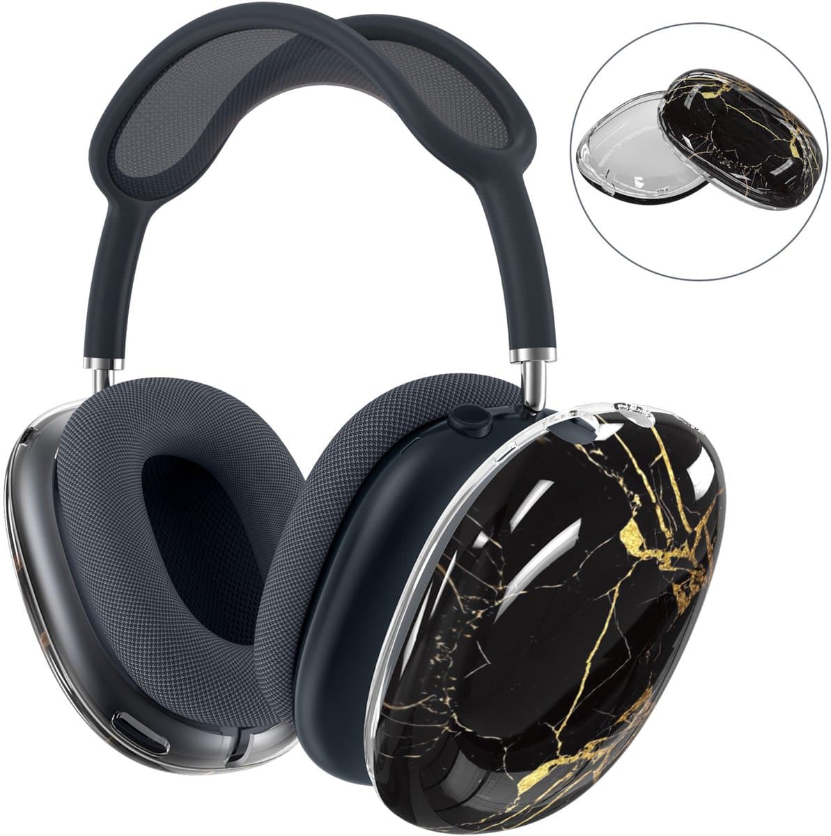MMOBIEL Beschermhoes voor AirPods Max Hoofdtelefoons – Zachte TPU Oorschelpen Beschermhoes – Anti-Kras Beschermende Cover – Keramisch Zwart — afbeelding 1