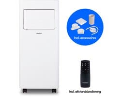 MEDION Mobiele Airco E701 (7000 BTU, 3-in-1, Koelen, Ontvochtigen, Ventileren, tot 25m², incl. Raamafdichtingskit, voor Slaapkamer en Woonkamer, Afstandsbediening, MD 37730)