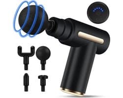 Fascia-massagepistool, draagbaar mini-massagepistool, 6 vibratiestanden, 4 massagekoppen, 1800mAh-batterij.