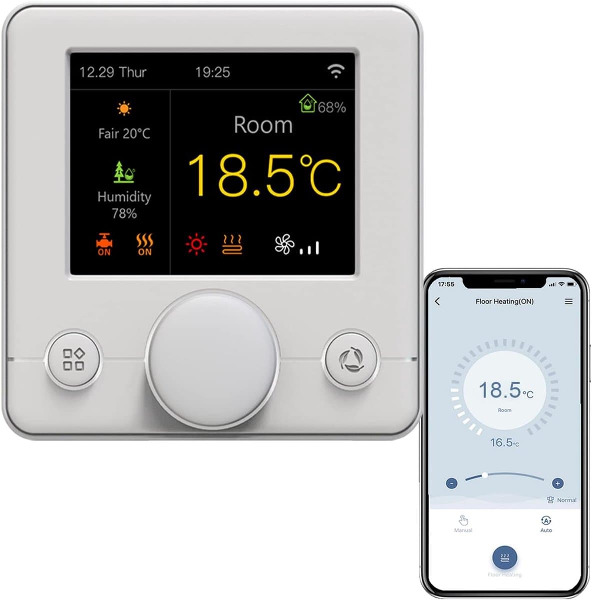 Slimme Thermostaat - Verwarming Regelaar - Temperatuur Beheer - Groot Kleuren LCD - 2.8 Inch Scherm - Wit — afbeelding 1