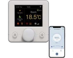 Slimme Thermostaat - Verwarming Regelaar - Temperatuur Beheer - Groot Kleuren LCD - 2.8 Inch Scherm - Wit