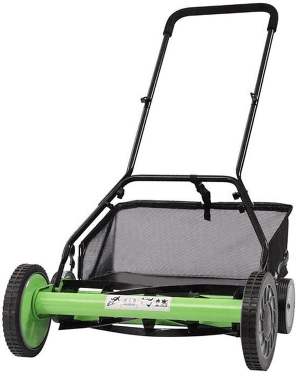 Handgrasmaaier – Handmaaier – Kooimesmaaier – Duwgrasmaaier – Gazonmaaier – 50,8 cm Maaibreedte – 9 Instelbare Maaihoogtes – 65-Mangaan Stalen Messen – Met Opvangzak – Groen — afbeelding 1