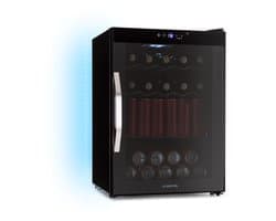 Klarstein Drankkoeler Coachella 60 - 60 liter drankkoeler met wifi, glazen deur, ledverlichting, 3-18 °C, 3 metalen schappen, gebalanceerd licht, energie-efficiëntieklasse E, zwart - Drankkoelkast Drankenkoelkast - Touch - RVS