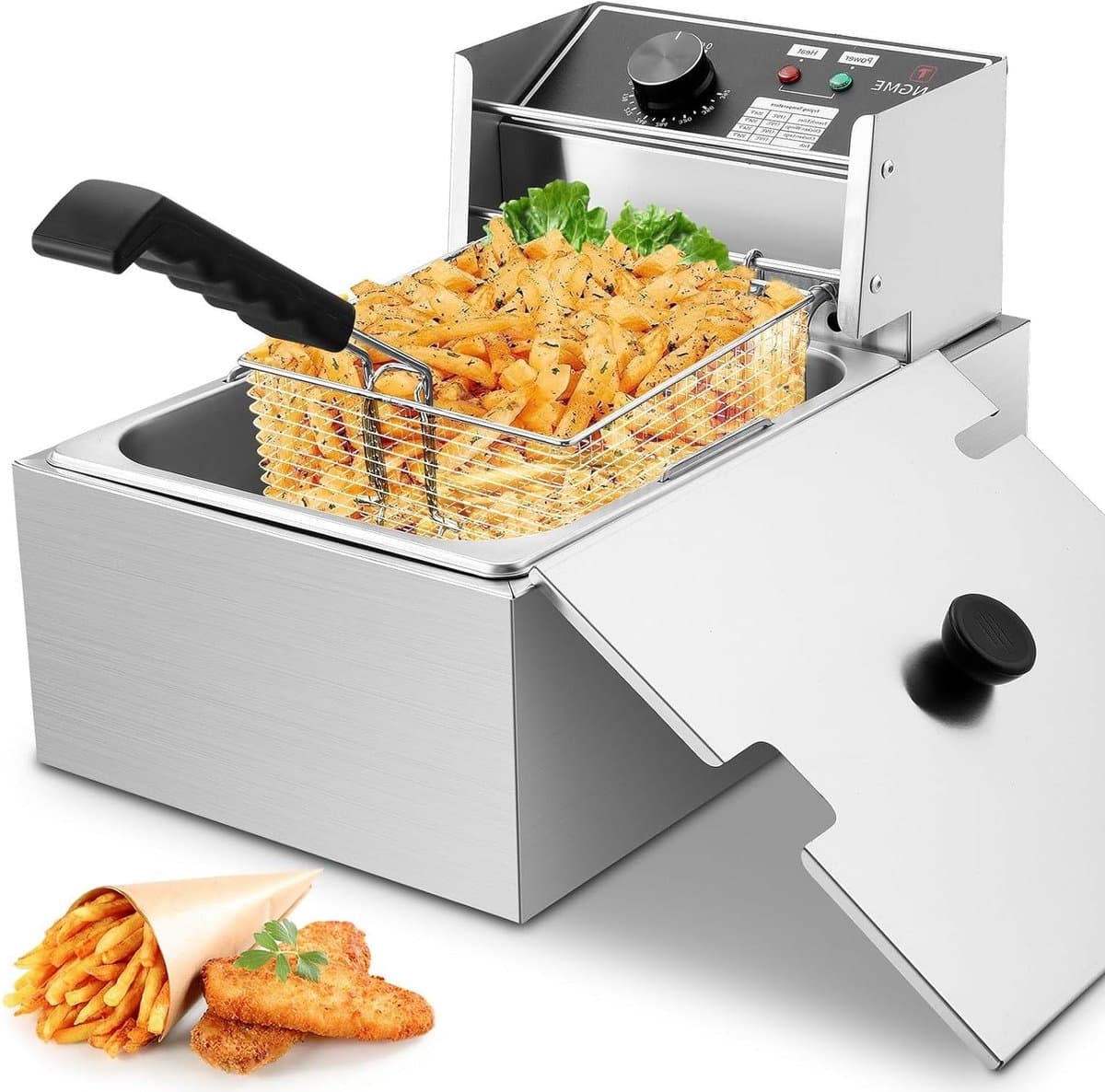 Elektrische Friteuse - Friteuse met mand - Thuis Frituren - Grote inhoud 6.3 liter - 1700 Watt - Roestvrij staal — afbeelding 1