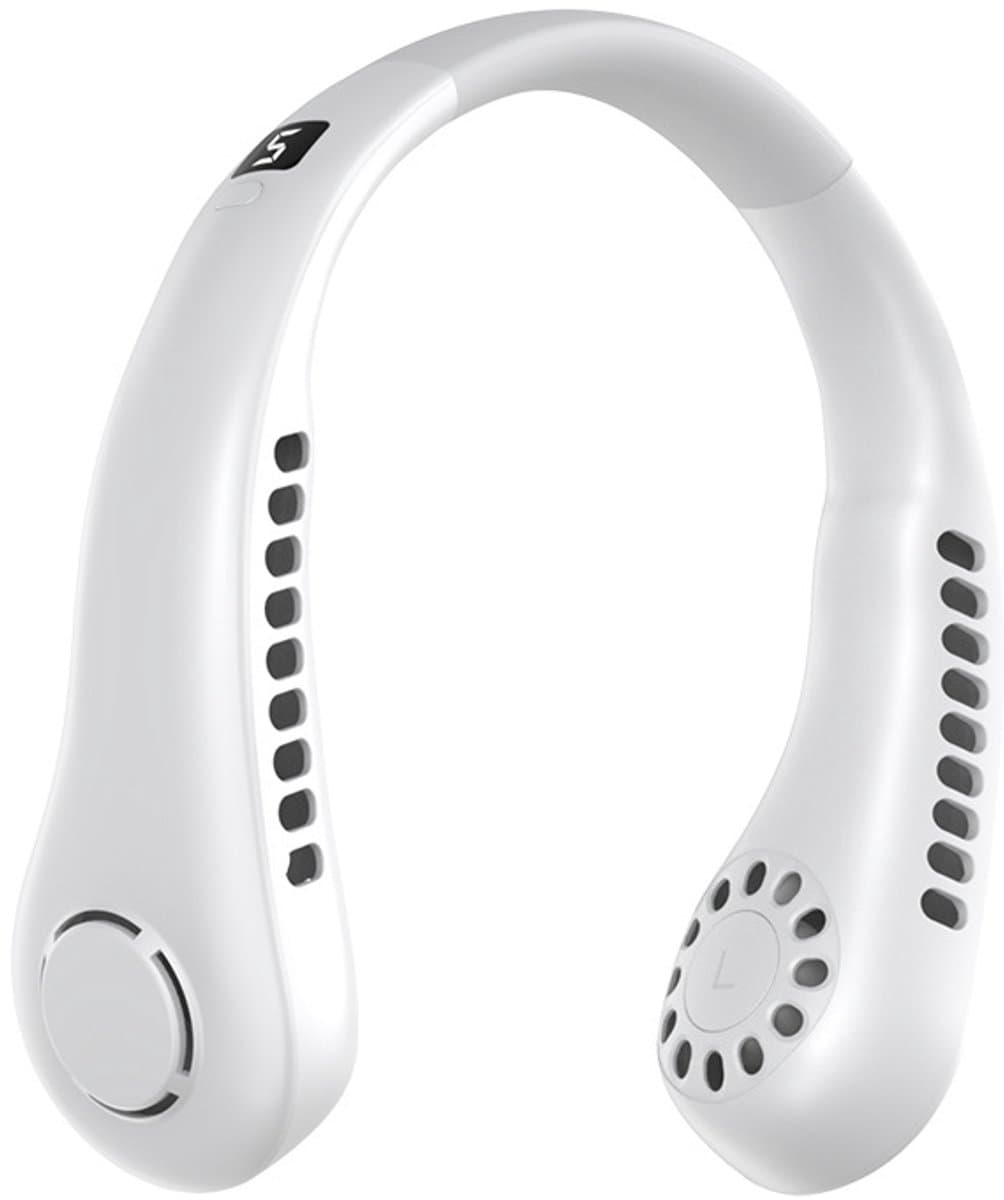 Draagbare nekventilator, 5000 mAh, USB oplaadbaar, persoonlijke nekventilator, 5 snelheden (wit) — afbeelding 1