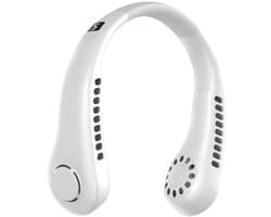 Draagbare nekventilator, 5000 mAh, USB oplaadbaar, persoonlijke nekventilator, 5 snelheden (wit)