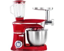 Keukenmachine - Huishoudapparaat - Bakken en koken - Krachtige 1900 Watt motor - 6 Liter kom - Rood