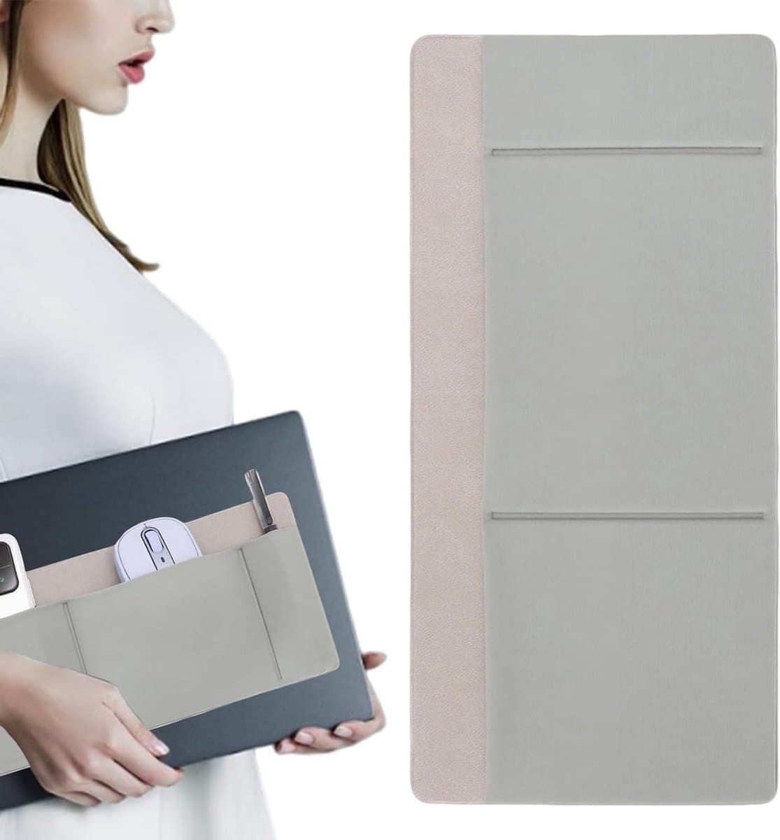 Externe Harde Schijf Houder - Opbergtas Kabels - Mobiel Werken - Zelfklevende Hub Organizer - 27 x 13 cm - Grijs — afbeelding 1