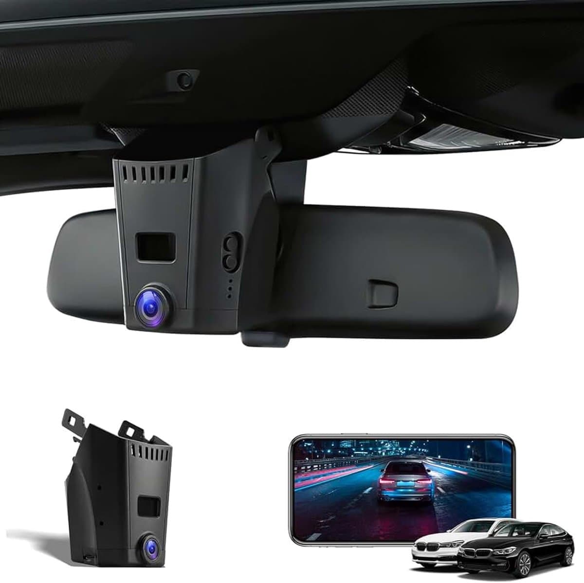 4K-dashcam voor BMW 5-serie en 7-serie 2018-2023 530i, 540i, 530e, M550i, 740i, 750i, M760i, 745e Xdrive (G30/G11), 2160P UHD-video, wifi en app, loop-opname, G-sensor — afbeelding 1