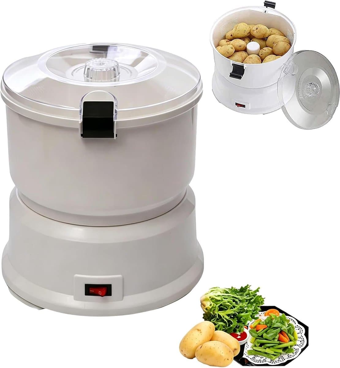 Elektrische Aardappelschiller - Groenteverwerker - Snel Maaltijden Bereiden - Automatische Slimme Aanpassing - 1 Kg Capaciteit - Wit — afbeelding 1