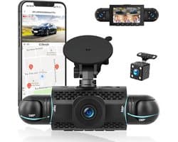 SnelShoppen - 360° Dashcam Auto Achter 4 Kanalen Boordcamera met APP-bediening, Nachtzicht, Videolus, G-Sensor en Parkeerhulp