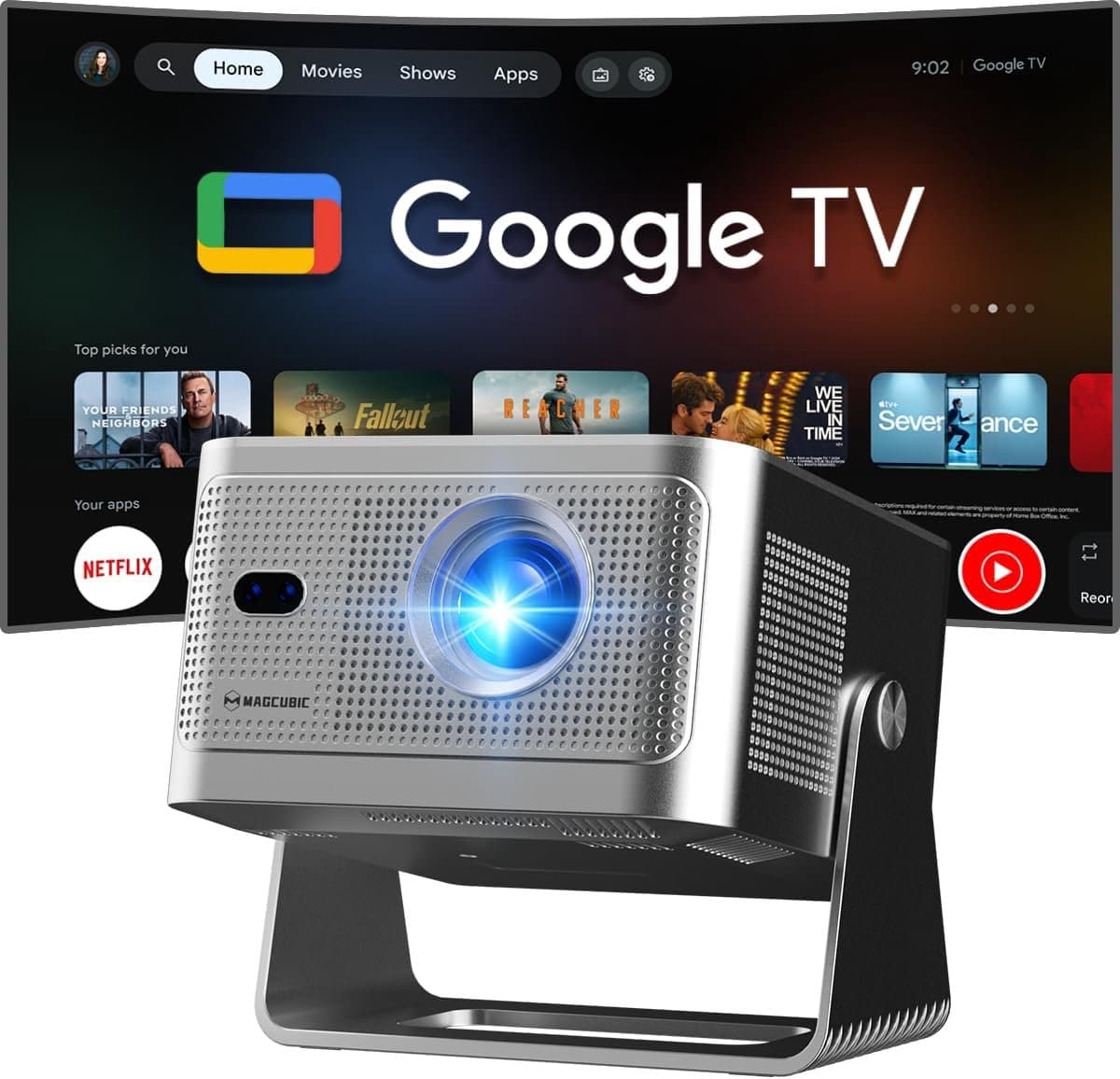 SnelShoppen - Videoprojector 1080P met 4K tv-stick, WiFi 5, Bluetooth 5.1, 15W luidspreker, 650 ANSI, automatische focus, trapeziumcorrectie en Dolby — afbeelding 1