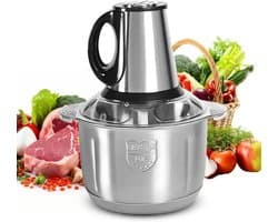 Elektrische Hakmolen - Keukenmachine Mini - Snel Ingrediënten Maken - 3 Snelheden Instelbaar - 5 Liter Kom - Zilver