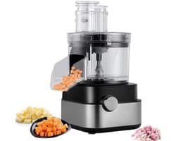 Elektrische Groentesnijder - Keukenmachine Rasp - Snel Ingrediënten Snijden - Krachtige 600W Motor - 5L Kom Capaciteit - Zilver