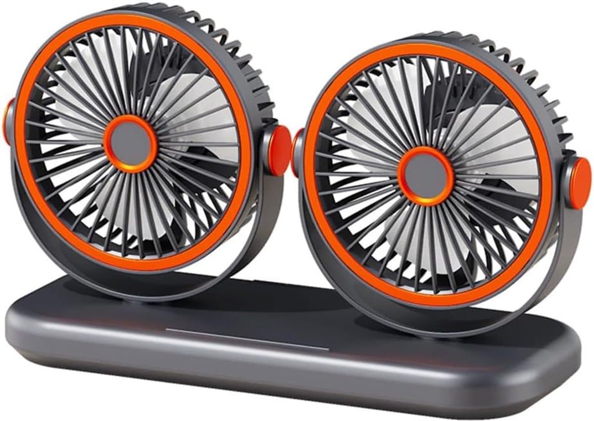 Dubbelkop bureauventilator - Verstelbaar - 3D luchtverspreiding - 6 Snelheden - Type-C oplaadpoort - Binnen gebruik — afbeelding 1