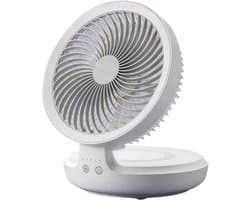 VHV - Mini Ventilator - Tafelventilator - USB Ventilator - Oplaadbare Bureau Ventilator - Nachtlamp En Oscillatie - Voor Bureau Slaapkamer Camping