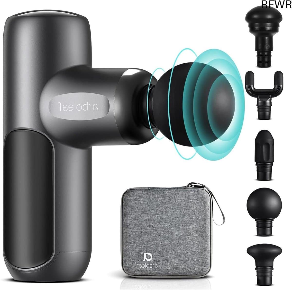Mini Massage Gun - Spierpistool Draagbaar - Spierontspanning Herstel - 5 Intensiteit Niveaus - 0.4 kg - Zwart — afbeelding 1
