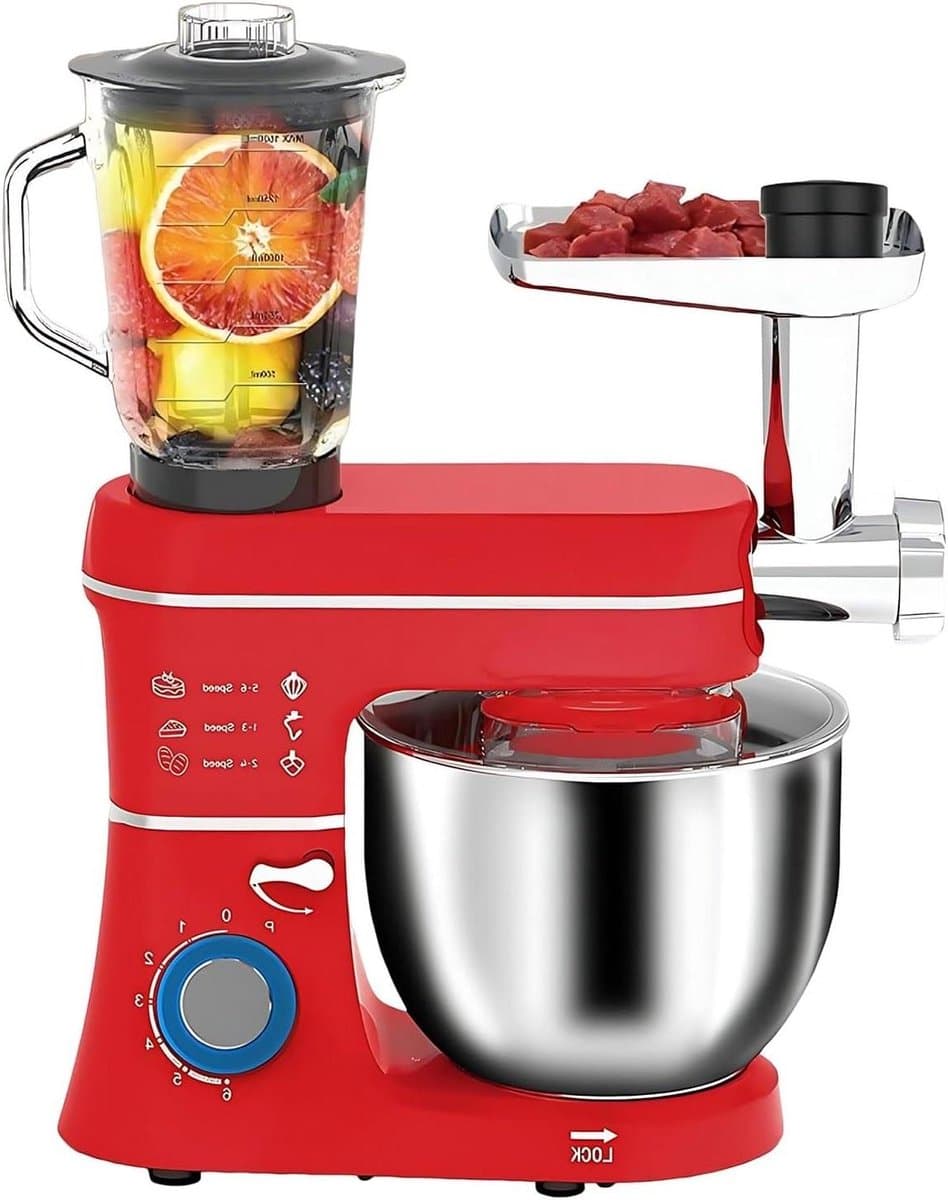 Keukenmixer Met Kom - Elektrische Mixer - Bakken En Koken - 5-in-1 Multifunctioneel - 10 Liter Kom - Rood — afbeelding 1