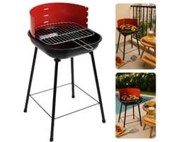 Cheqo® Houtskool Barbecue RVS - Houtskoolbarbecue - Verstelbaar Rooster - Ronde BBQ Rood/Zwart