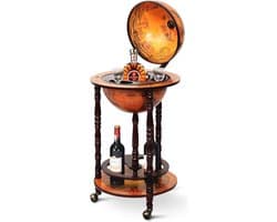 Globe Barwagen - Mini Bar Wijnrek met Wieltjes voor Opberging en Esthetiek
