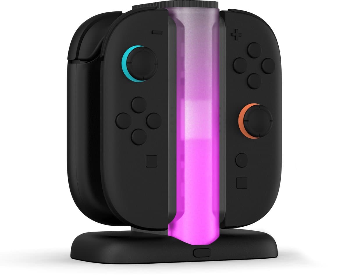 Charging Station - Geschikt voor Nintendo Switch 2 - Oplaadstation voor 4 Joy-Cons - Docking Station - Magnetisch - Inclusief USB-C Kabel - RGB Verlichting - LED-Indicator - Zwart — afbeelding 1