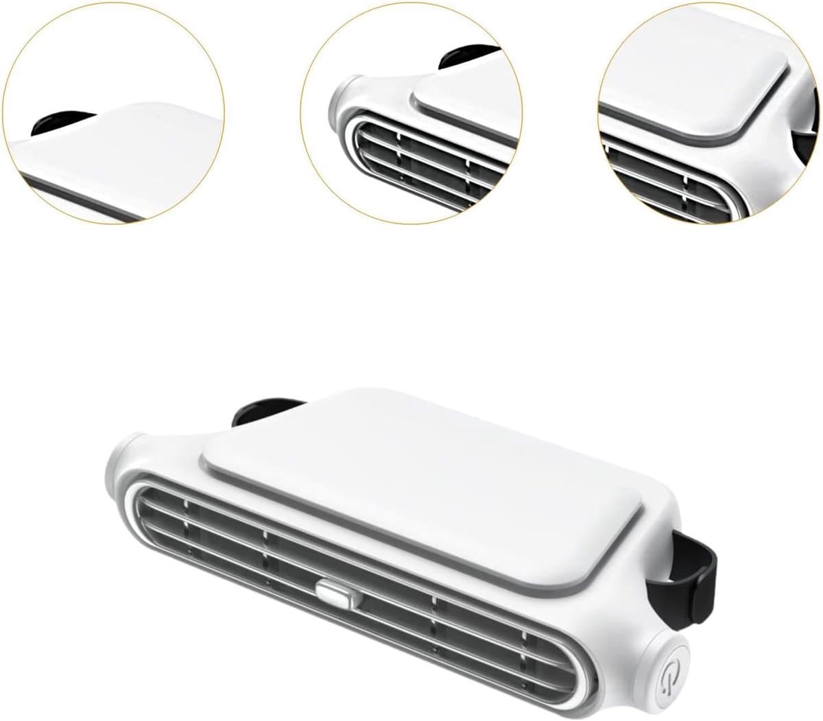 Nek Ventilator - Auto Hoofdsteun Ventilator - Autoventilator Achterbank - USB Type-C - 3 Snelheden - Bladloos - Met Klittenband Bevestiging - 18 x 9 x 3,7 cm - Wit — afbeelding 1