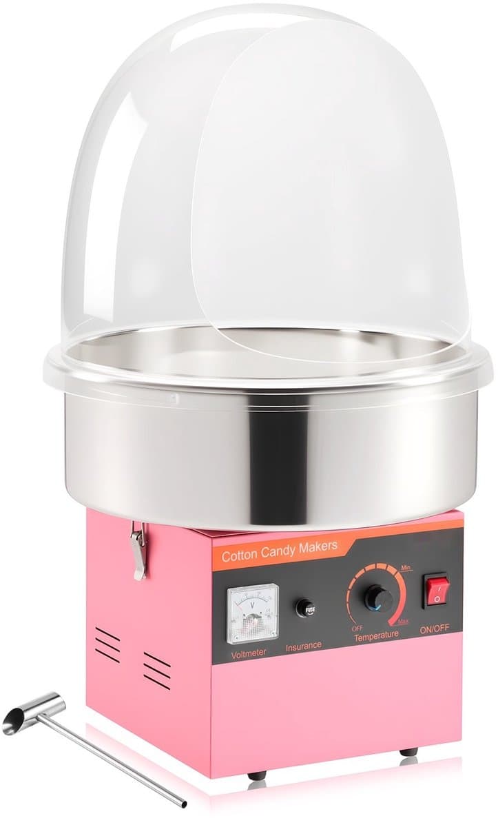 Suikerspinmachine - Suikerspinmaker Elektrisch 1000W - Met Deksel - RVS Kom - Suikerlepel Inclusief - Professioneel - Roze — afbeelding 1