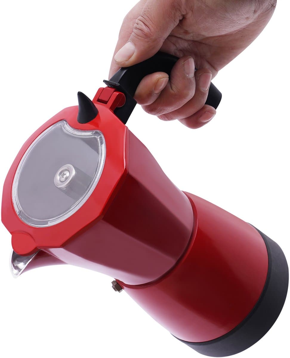 Elektrische espressomaker - Koffiezetter fornuis - Thuis koffie maken - Snelle bereiding - 300 ml capaciteit - Rood — afbeelding 1