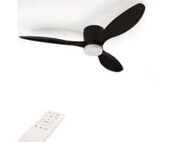 Plafondventilator met Verlichting - ø 132 cm - Zwart - Extra Stil: <30 dB - Dimfunctie - Plafondlamp met Ventilator
