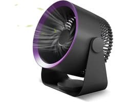 Tafelventilator-Mini USB Ventilator - Tafelventilator draadloos - Stille Mini Fan - Hangende ventilator-Wandventilator-Grijze tafelventilator-Draagbare ventilator op batterijen-4 blaasstanden-Geschikt voor thuis, kantoor, slaapkamer