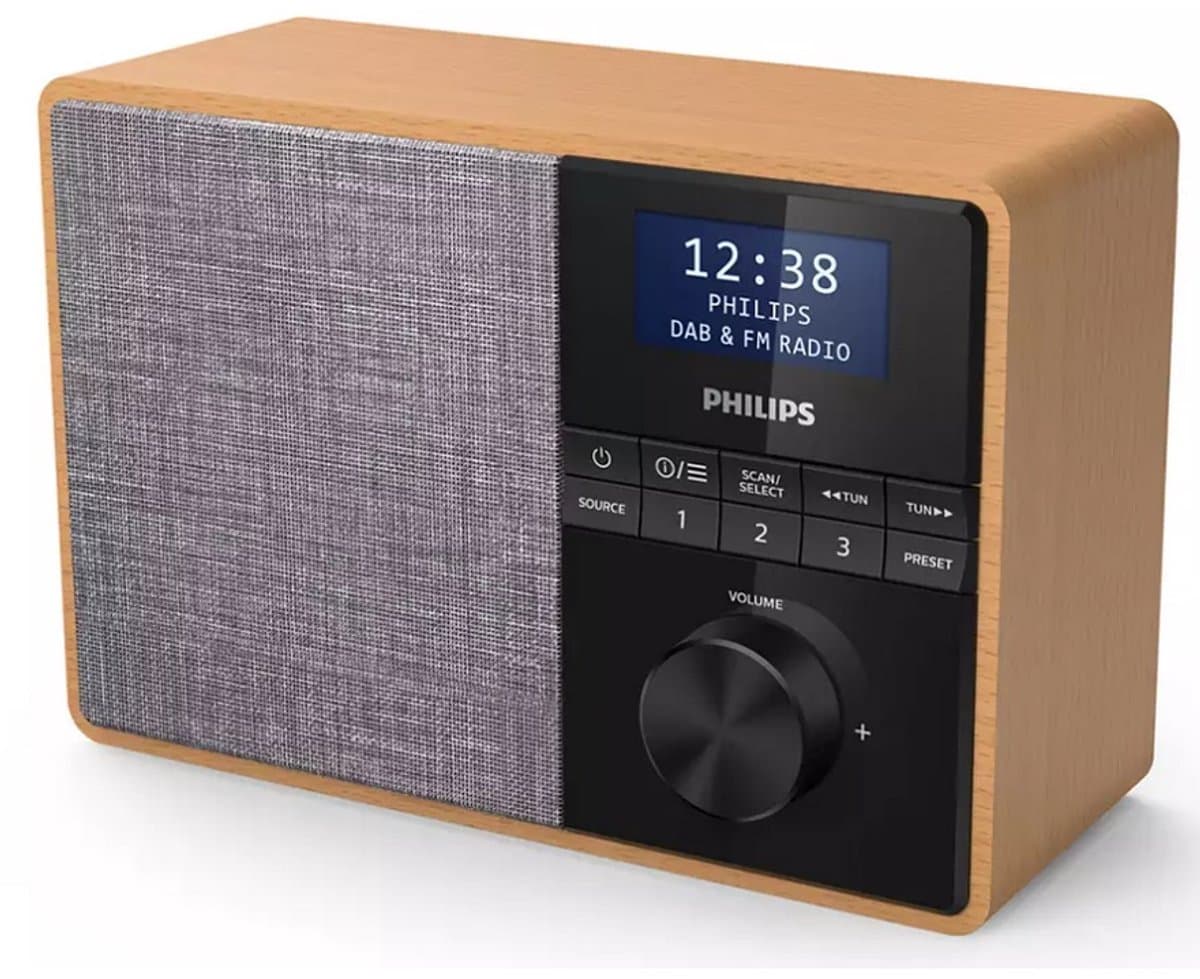 PHILIPS TAR5505 - Draagbare Radio Met Bluetooth - Houten Behuizing - DAB+/FM-Radio, - Luidsprekerdriver - Keukentimer - Keukenradio - Netspanning Of Batterijvoeding — afbeelding 1