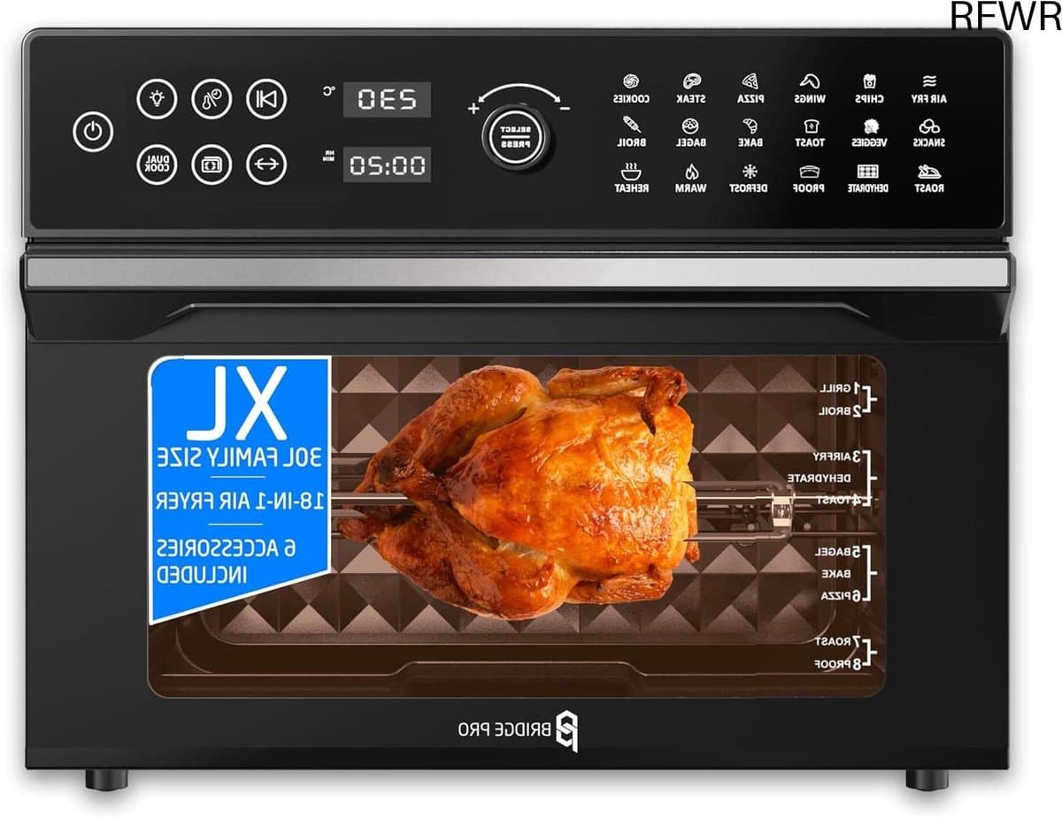 RFWR® Digitale heteluchtfriteuse oven 30L met rotisserie - XL Familieformaat 18-in-1 Dual Cook met 360° hete luchtcirculatie — afbeelding 1