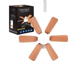 Livano Plafondventilator - Met Verlichting - Plafond Ventilator - Met Lamp - Plafonniere Met Ventilator - Met Licht - Zwart/Hout - 51cm