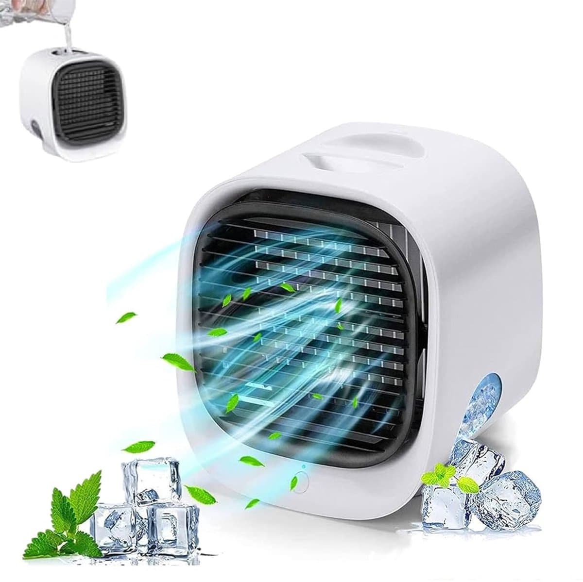 Mini Airco - Luchtkoeler - Airco met water - Koelventilator - USB Airconditioner - Mini Aircooler met Water - Afelventilator - Coolingdown - Mobiele Airco - Koelen, Blazen, Lucht Bevochtigen - Mobiele Airco - Draagbare - 166*152*142mm - 300ML — afbeelding 1