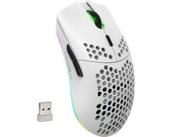 HXSJ T66 - Draadloze Gaming Muis - Computermuizen - Ultra licht - Compact Voor Onderweg - RGB Verlichting - Wit