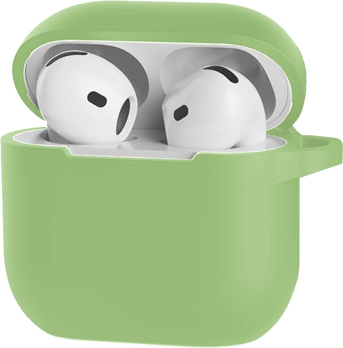 Hoesje Geschikt voor Apple AirPods 5 - Siliconen Hoes met Clip - Silicone Case Cover - Groen — afbeelding 1