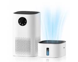 DPLUNIQ Luchtbevochtiger - Luchtreiniger - Air Purifier - HEPA Filter - 2 in 1 - Touch - 35-60 m² - 2,6kg - 23x23x55cm - Wit