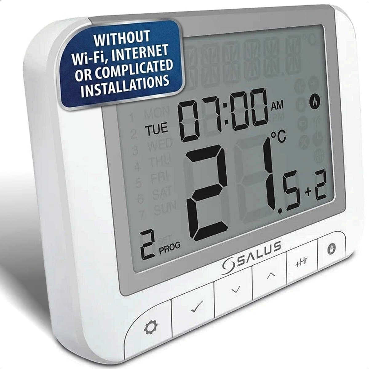 Salus WBRT520RT Digitale Programmeerbare Thermostaat - Draadloze Kamerthermostaat - RF 868 MHz - Weekprogramma - LCD Display - Geen WiFi Nodig — afbeelding 1