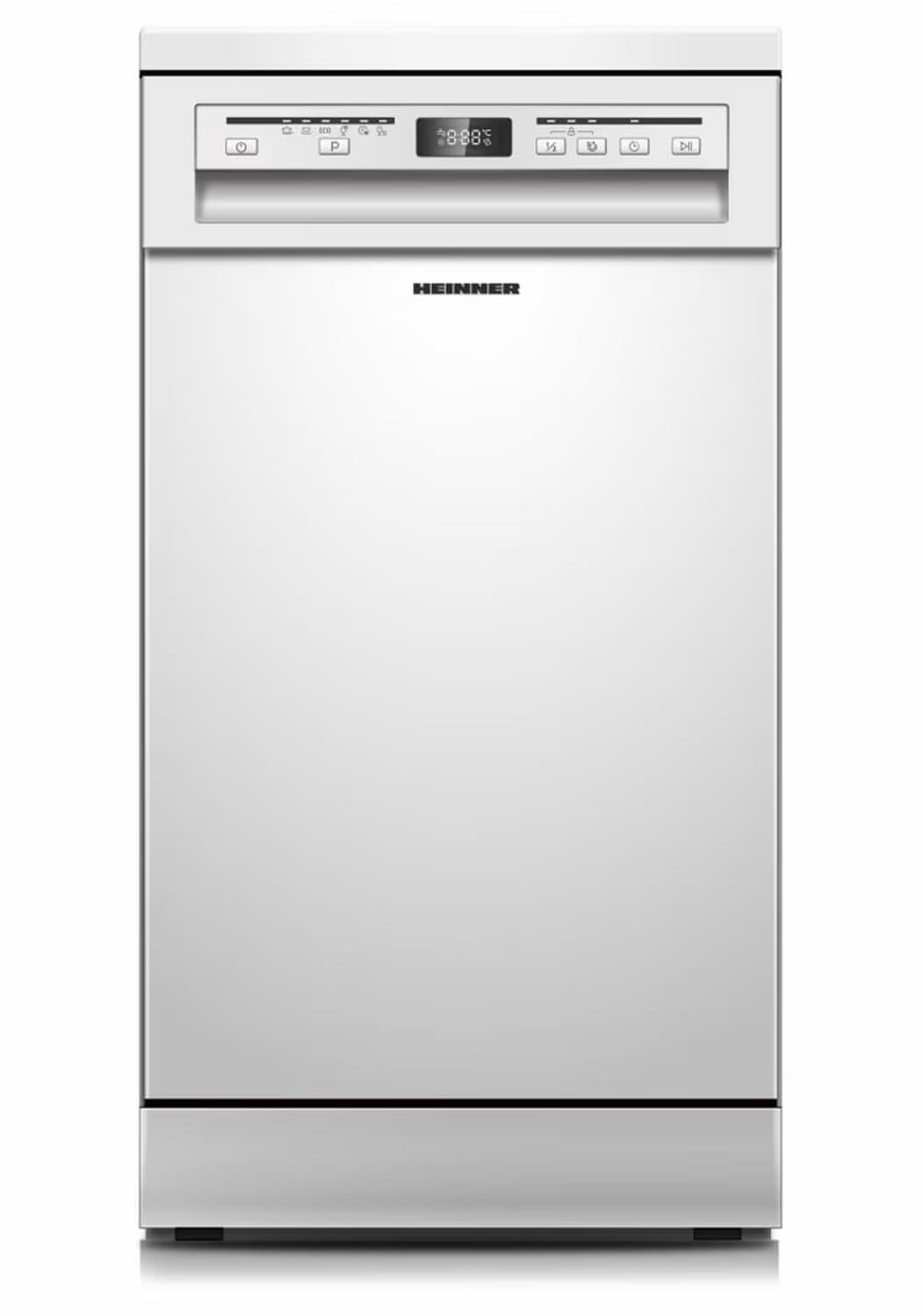 Heinner HDW-FSM45609DXE++ Vrijstaande Vaatwasser – 9 Couverts – 6 Programma’s – Digitaal Display – Halve Belading – Extra Drogen – Startuitstel – AquaStop – Kinderslot – 45 cm – Wit – 5 Jaar Garantie — afbeelding 1