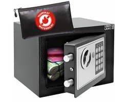 LEBENLANG Kluis - Incl. Brandwerende tas & Noodsleutel | 5 Liter | Brandkluis Met Cijferslot Voor Geld & Sieraden | Wandkluis Inbouwkluis Kleine Safebox