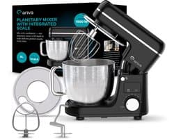 ARIVA-Keukenmixer-Keukenmachine-1800W maximaal-Met ingebouwde weegschaal-5 Liter-8 Snelheden-Keukenrobot
