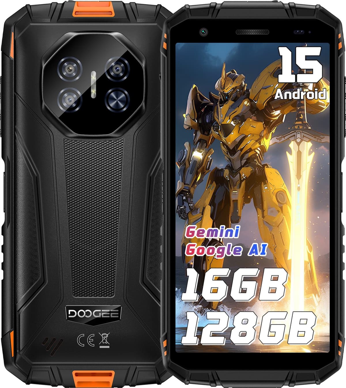 DOOGEE Fire 3 Pro 4G Outdoor Smartphone, 5,5 inch HD+ IPS scherm, 8350mAh accu, 24GB RAM(4+20GB)+128GB ROM, Android 16, IP68/IP69K, NFC, 18W laden — afbeelding 1