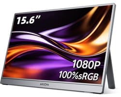 Arzopa A1 Pro - 15.6 inch Full HD Portable Monitor - 100% sRGB Kleurenspectrum - Metalen Behuizing - USB-C - Ingebouwde Kickstand - Space Grey