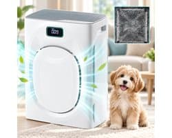 MUPOO Luchtreiniger met hepafilter voor Huisdieren -Huisdiermodus -CADR 295 m³/u-Grote Luchtinlaat & Dubbelzijdige Filtratie - 3-Laags Filtersysteem(H13 HEPA, Koolstoffilter & Wasbaar Voorfilter ) - 25 dB Slaapstand - voor Woonkamer en Slaapkamer