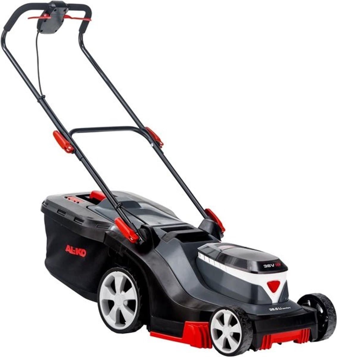 Accugrasmaaier 38 cm maaibreedte - Centrale maaihoogteverstelling 20-75 mm, 45L opvangbak, kunststof behuizing, zonder accu — afbeelding 1