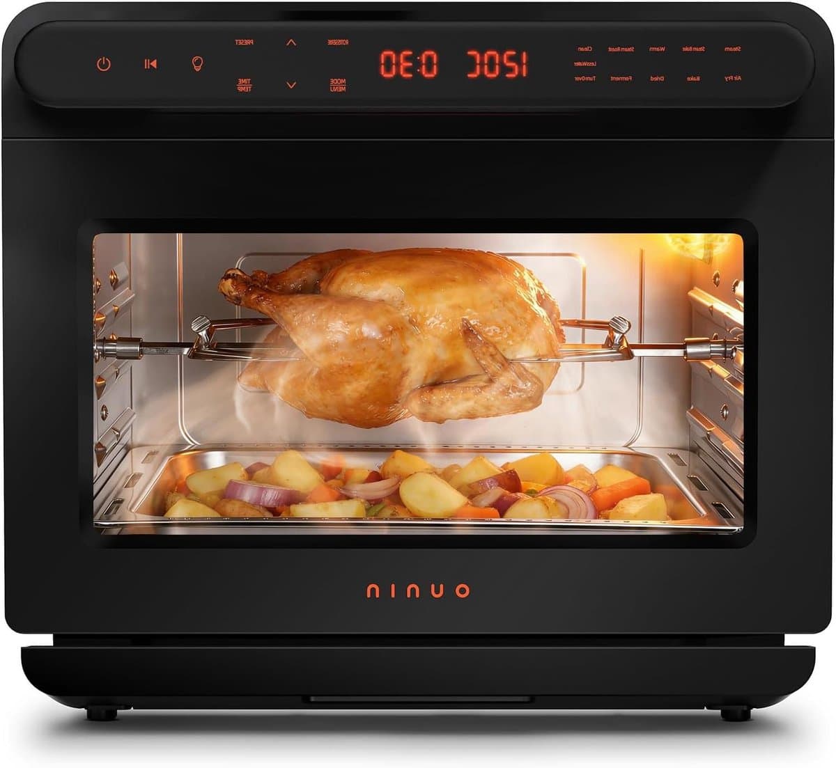 Multifunctionele Oven - Heteluchtfriteuse Mini-oven - Veelzijdig Koken - 8-in-1 Stoomfunctie - 12 Liter - Zwart — afbeelding 1