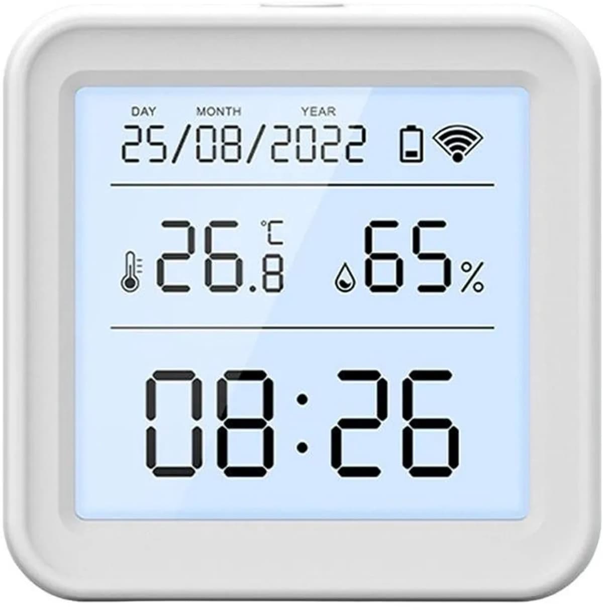 Wifi-thermometer en -hygrometer, digitale binnenthermometer en -hygrometer met app, 2,4 GHz wifi, achtergrondverlichting en temperatuurregeling. — afbeelding 1