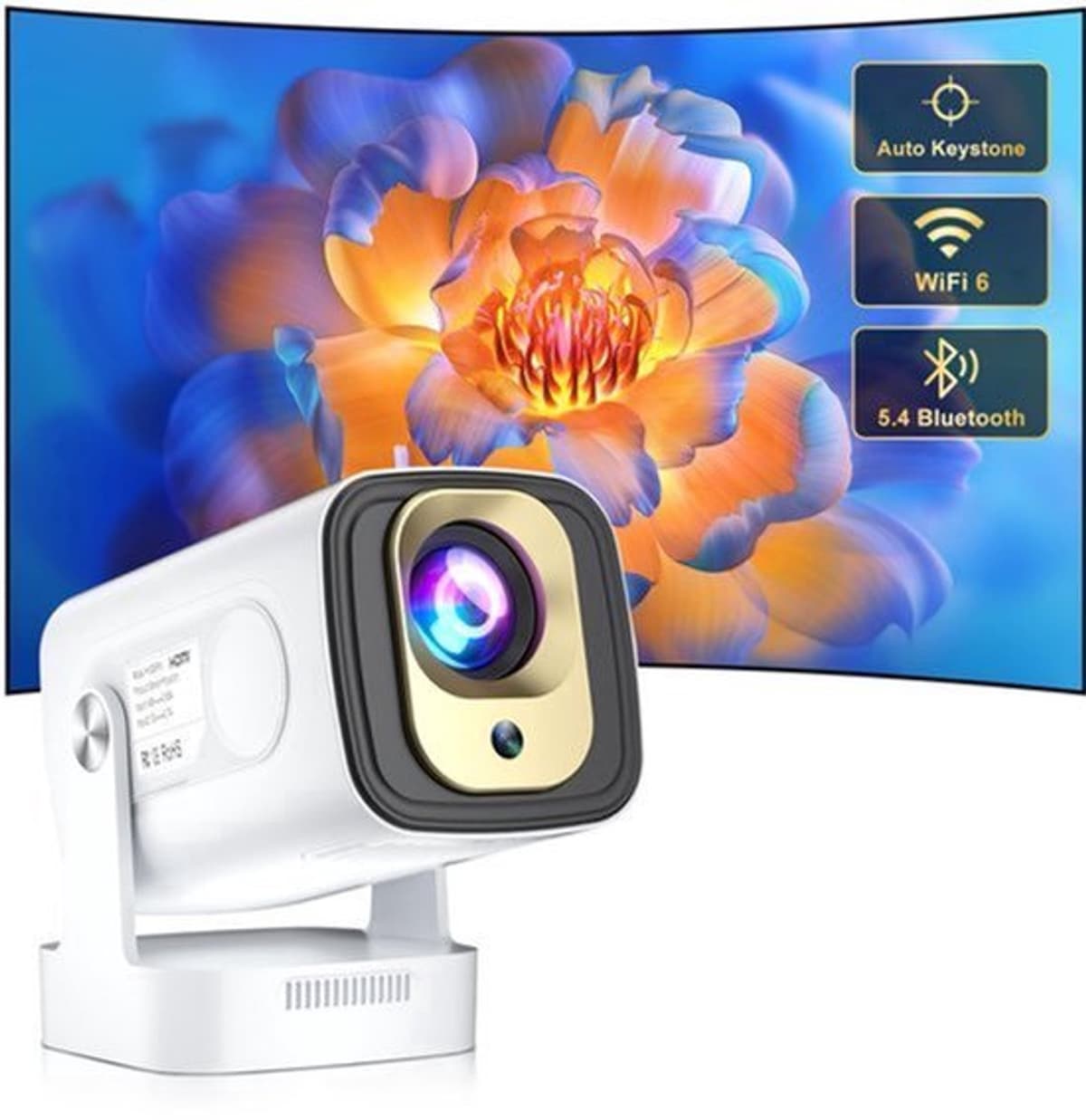 Mini Beamer 1080p Full HD - WiFi 6 Bluetooth 5.4 - 1920 x 1080 Resolutie - LCD DLP - Draagbaar Tafelbladmontage — afbeelding 1