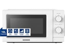 Heinner HMW-MD20IVWH Inverter Solo Magnetron Vrijstaand 19 Liter - 700W met 5 Vermogensniveaus - Inverter Technologie voor Gelijkmatig Verwarmen - Ontdooifunctie & Timer - Mechanische Bediening - Wit