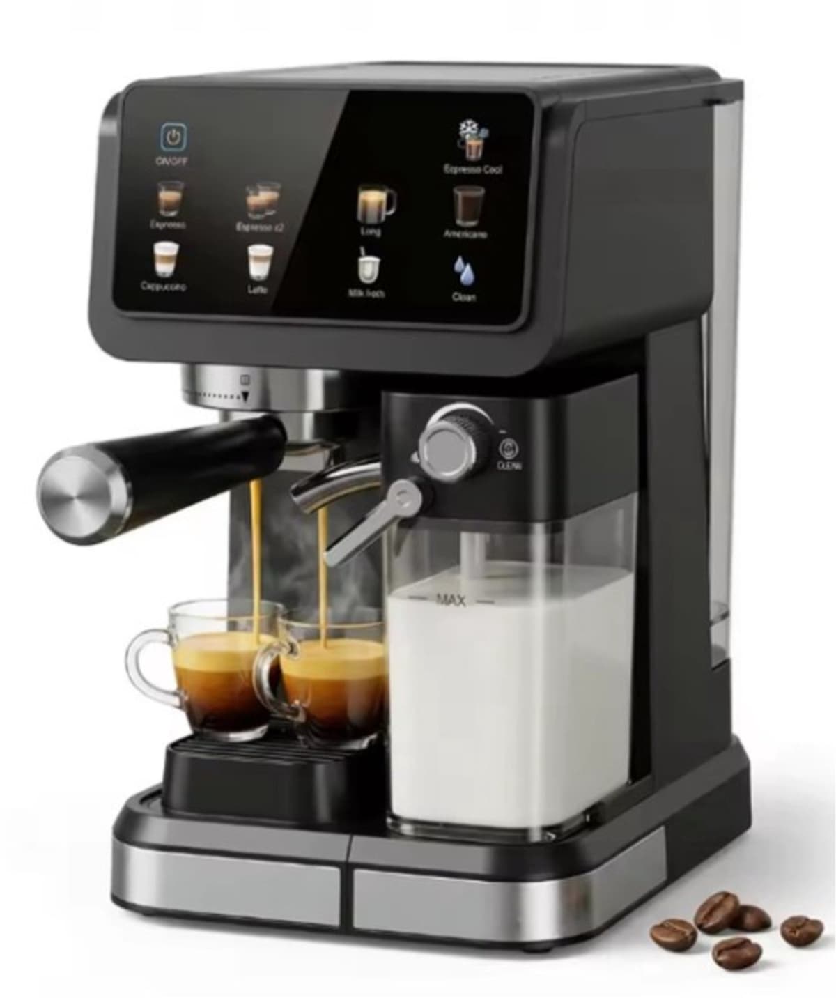 DeltaMerch Koffiezet apparaat - Koffie machine - Espressomachine - Latte- en cappuccinofunctie - Melkopschuimer - Zwart — afbeelding 1
